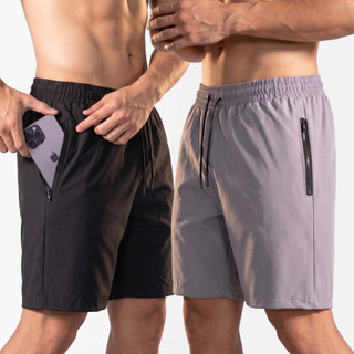 Kit Com 2 Bermudas Tactel Elastano Masculina Bolso Com Zíper Academia, Treino e Praia