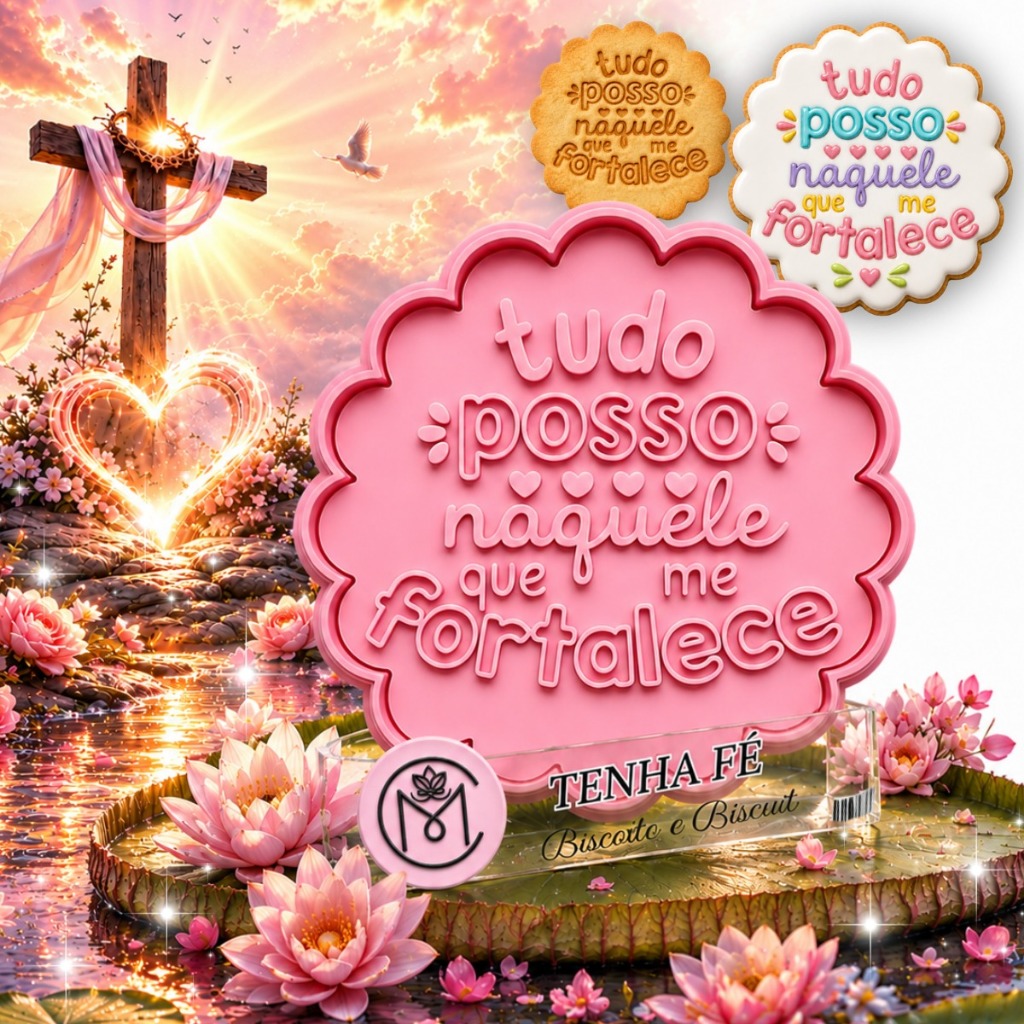 Carimbo Bolacha Tudo Posso Naquele Que Me Fortalece Cortador Biscuit Pasta Americana Cerâmica