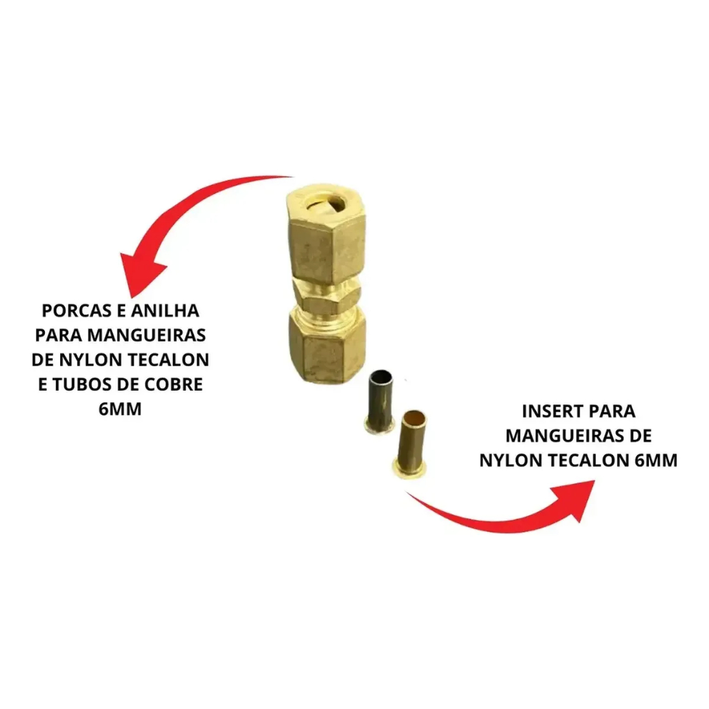 União 6mm Emenda Mangueira Cano Compressão Ar Caminhão Kit · foto 2