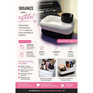 Organizador de Maquiagem Giratório 360° Porta Pincéis Premium Penteadeira