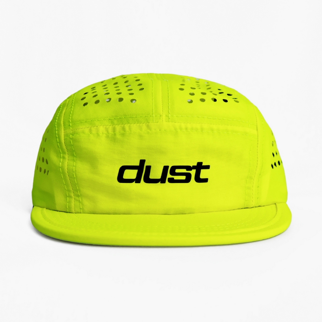 Boné 5-Panel Performance AirTech Fluor Amarelo Esportivo Aba Flexível Steetwear Strapback Dust