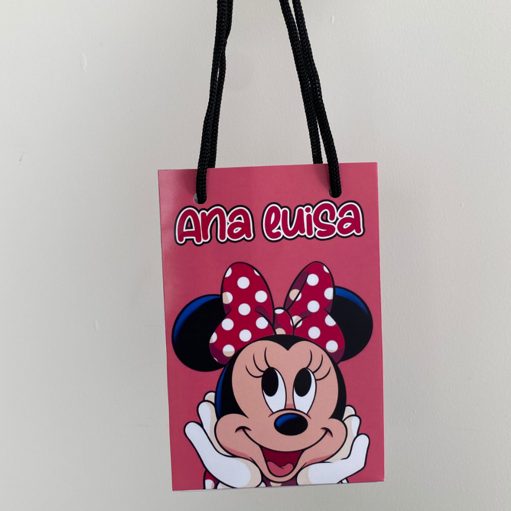 Kit Sacolinha 10|15|20 Personalizada Minnie Festa 10x15cm | Lembrancinha, Embalagem, Kit Presente com Alça