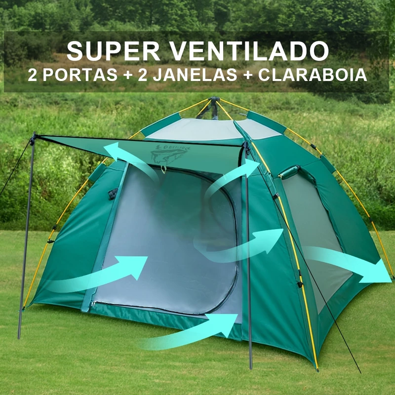 Barraca de Camping Automática para 3-4 Pessoas 215x215x145cm — foto 4