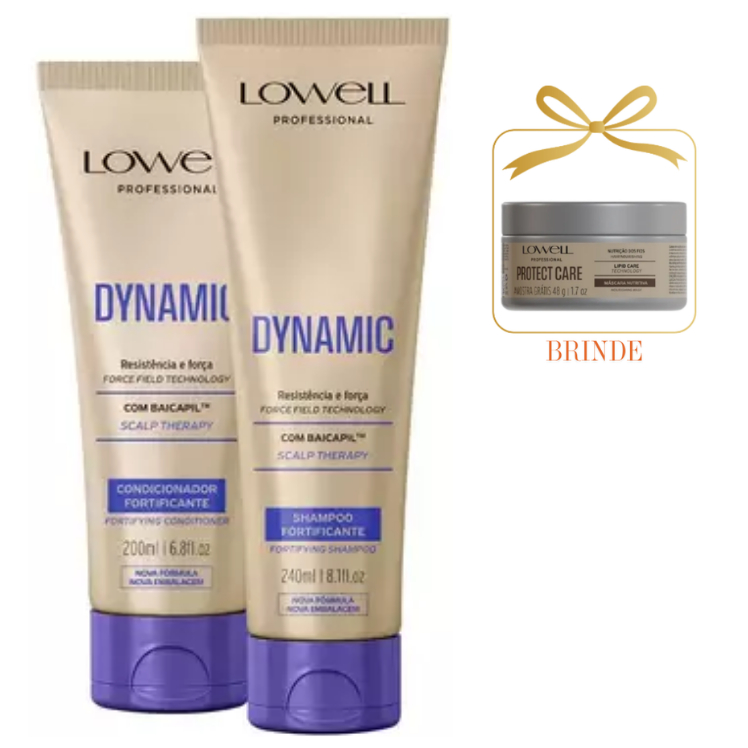 Kit Lowell Dynamic Scalp Therapy Shampoo 240ml e Condicionador 200ml +BRINDE Másc Protect Care 48g
