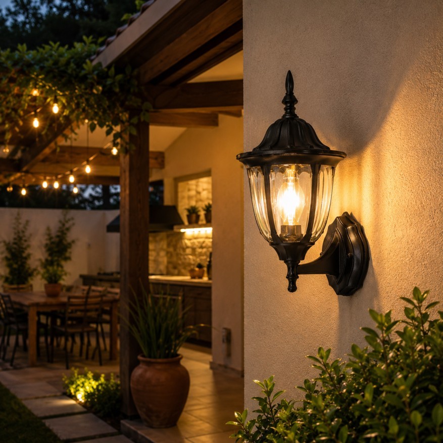 Arandela Colonial Cassis Preta E27 Biancoluce Luminária Moderna Parede Interna Externa Decorativa