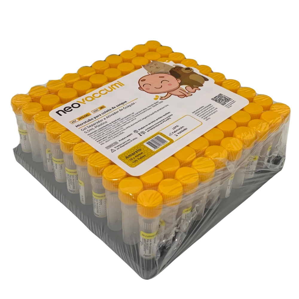 Microtubo de Coleta com Gel e Ativador de Coágulo 0,5 ml (NEOLAB) - 100 Unidades