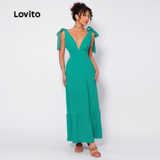 Lovito Vestido Longo com Laço no Ombro DRB79BRL108
