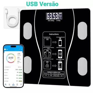 Balança Bioimpedancia Digital Bluetooth Corporal e análise de umidade humana até 180kg