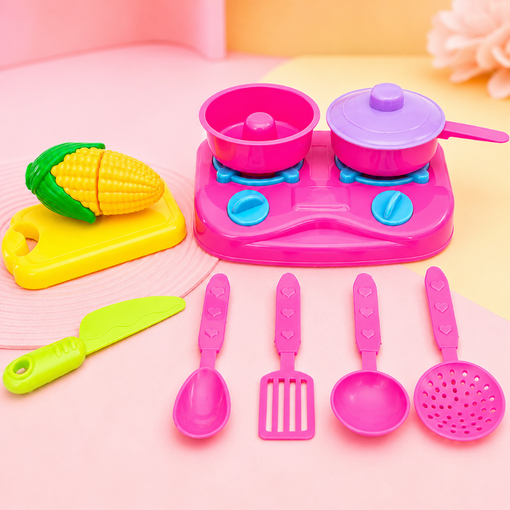 Kit Panelinha de brinquedo faz de conta Infantil Fogão cozinha Utensílios E Comidinhas Brinquedo Educativo