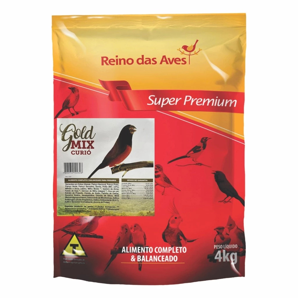 Reino das Aves Curió Gold Mix Alimento para Pássaros 4kg