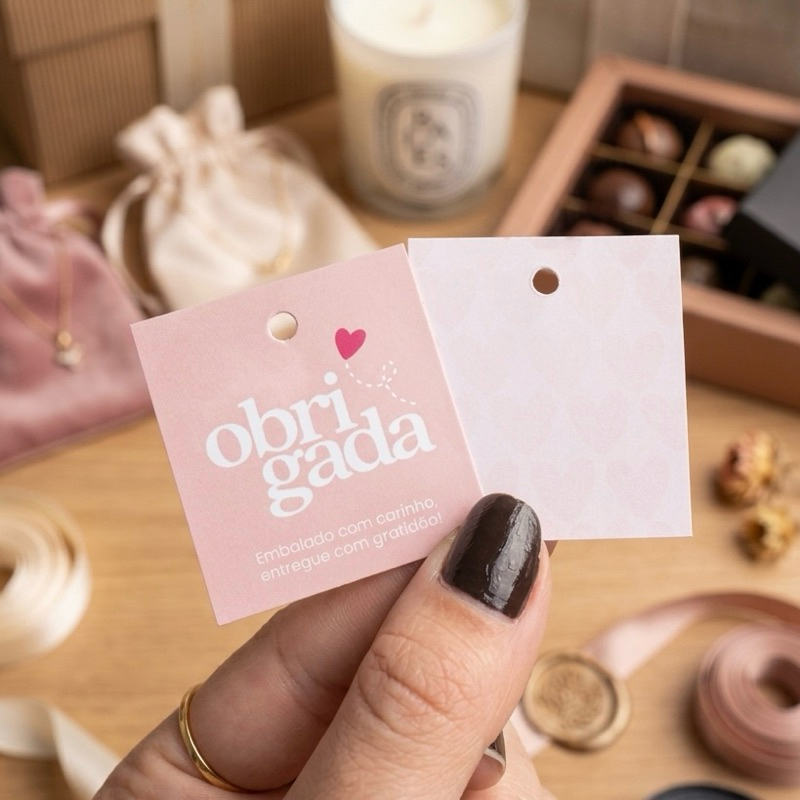 Tag “Obrigada” [25 un] | Papelaria para Presente | Agradecimento ao Cliente | Mimo | Lojista | Papelaria de Luxo