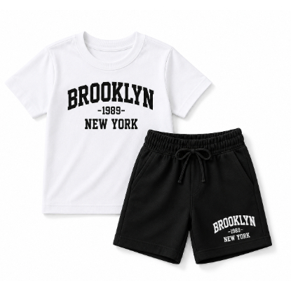 Conjunto Infantil Básico Estiloso – Camiseta Brooklyn + Short Estampado Confortável