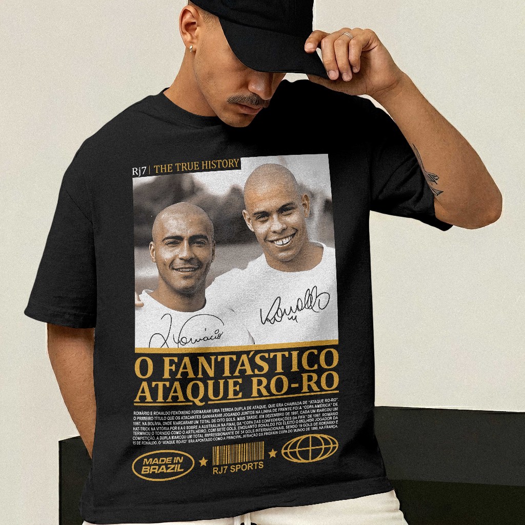 Camiseta Streetwear T-shirt Estampa Jogadores Classicos Do Brasil ''Ro-Ro'' Infantil Adulto E Plus size Camisa Nova