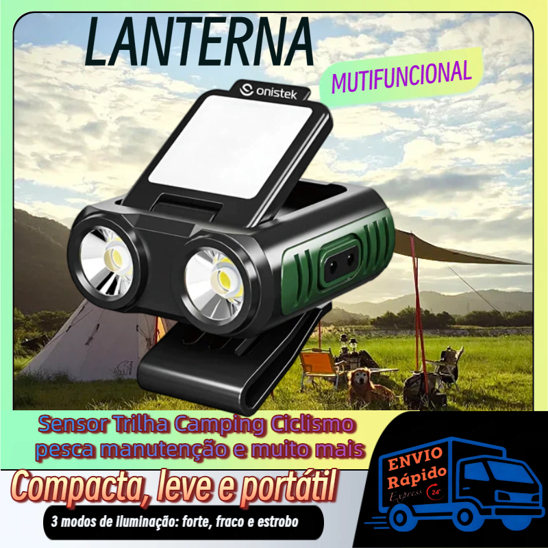 Lanterna Tática Multiuso 360lm Usb Sensor Trilha Camping