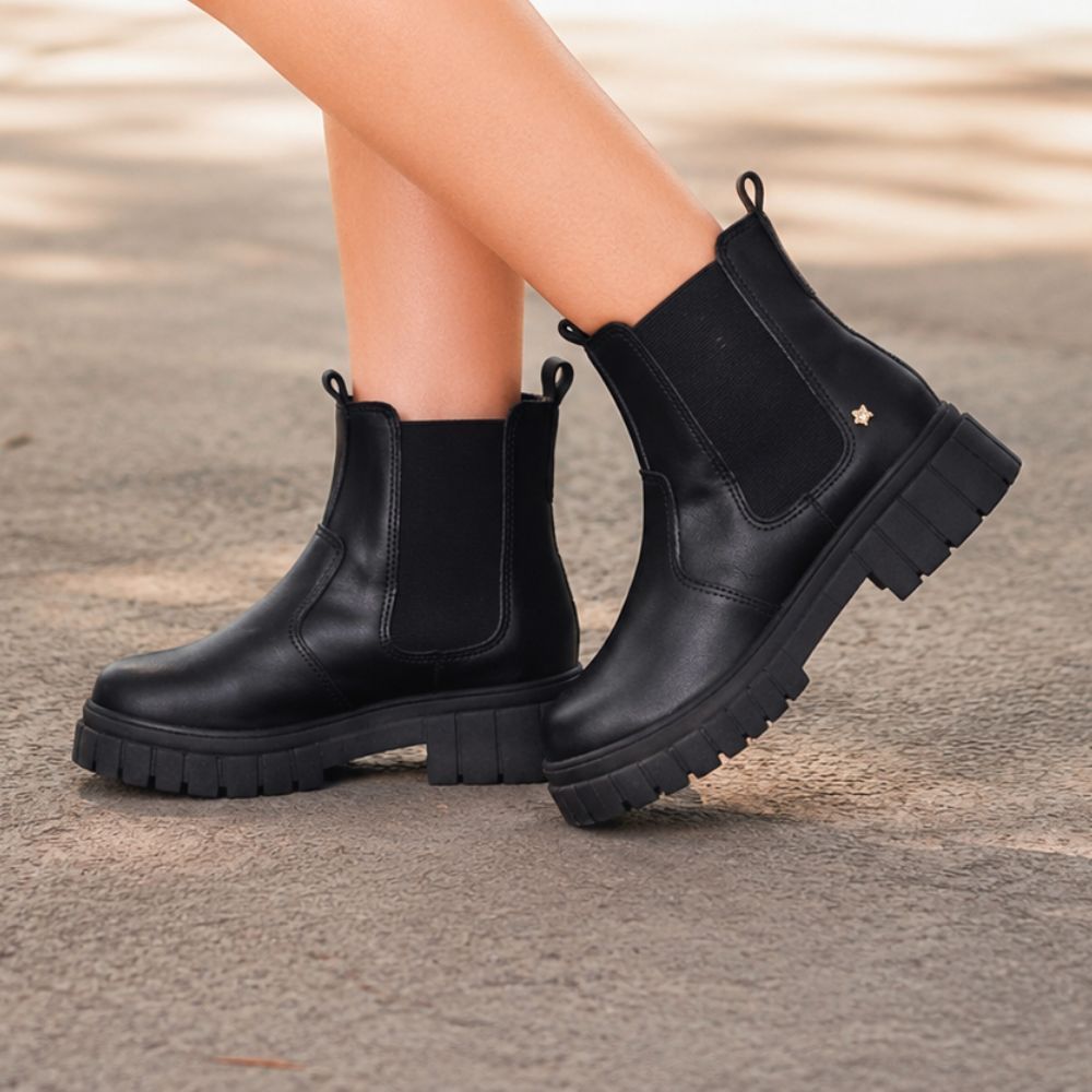 Bota Infantil Feminina Chelsea Tratorada Elástico Menina Fashion