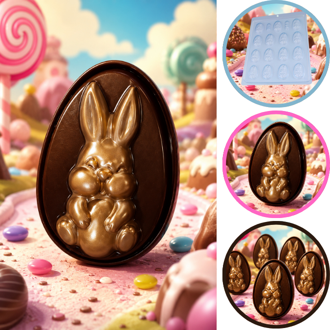 1~10 Forma Simples Tabletinho Coelho 209 (L6) em Acetato BWB Para Bombom e Doces de Chocolate. (CHOCO)