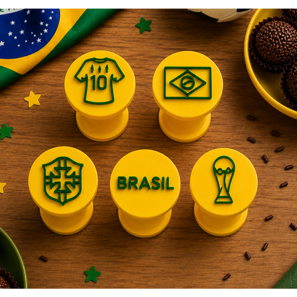 Kit Carimbos Copa do Mundo Futebol 2026 Para Brigadeiro Massas Confeitaria Biscuit