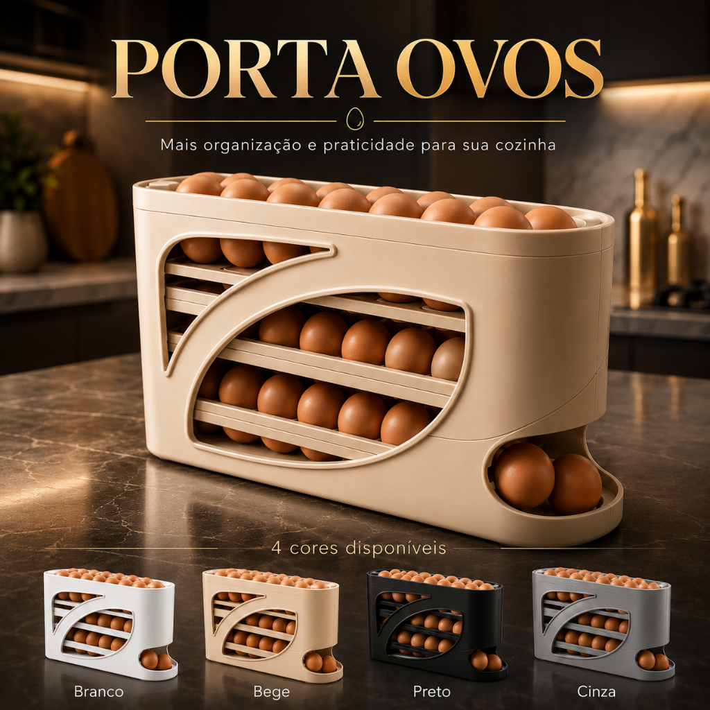 Imagem Porta Ovos Deslizante Organizador Para Geladeira De 4 Camadas Automática Rolantes