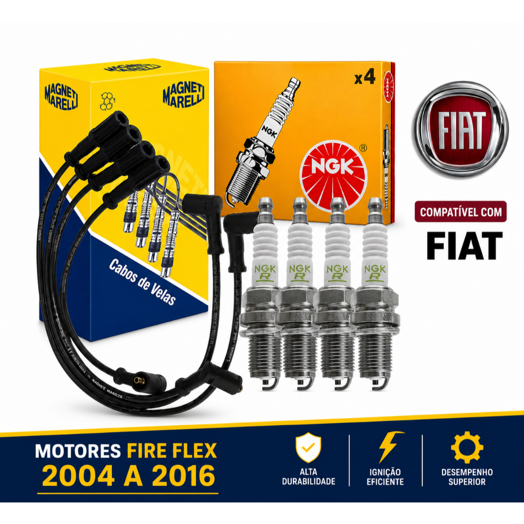 Cabos+Velas Palio Siena Punto Uno Strada Fire 8v 2004 a 2016
