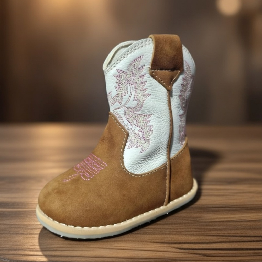 Bota Feminina Em Couro Texana Bebê Country Confortável Rosa