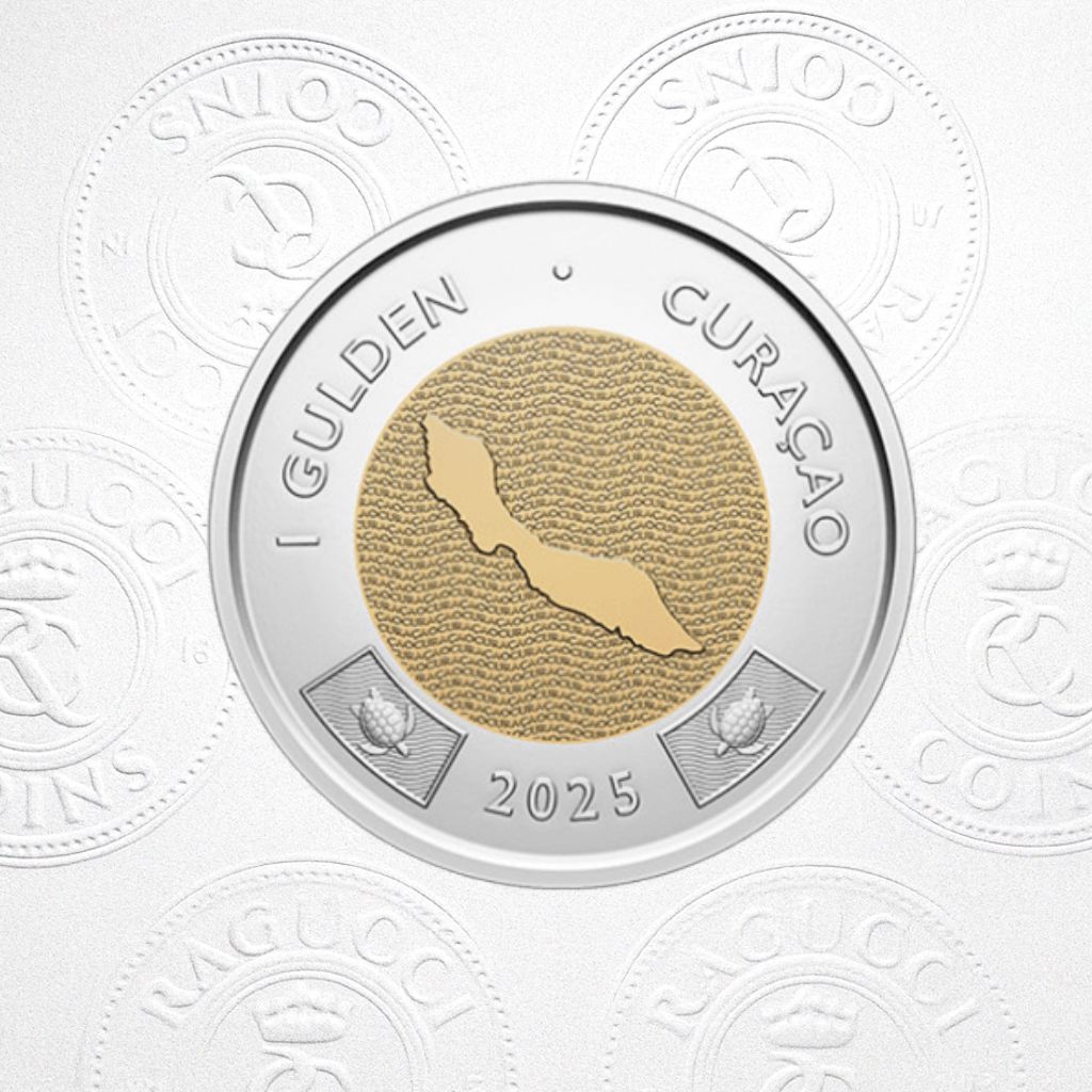 Moeda Curaçao 1 Gulden 2025 Rei Willem-Alexander