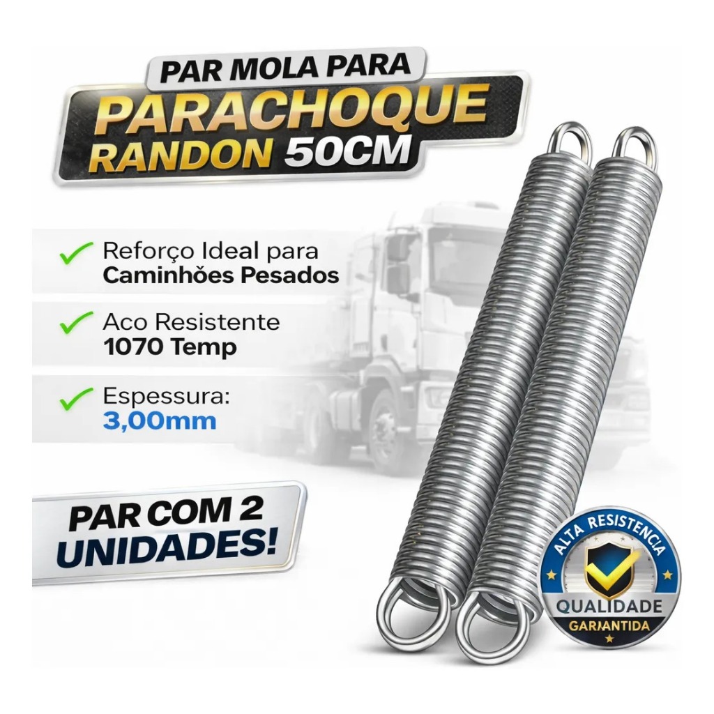 Par 2 Unidades De Mola Randon 50cm Para Parachoque Caminhão