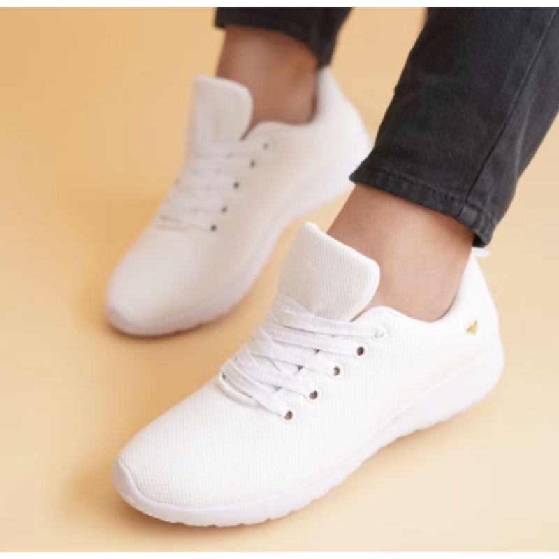 Tênis Feminino Casual Branco Com Solado Antiderrapante