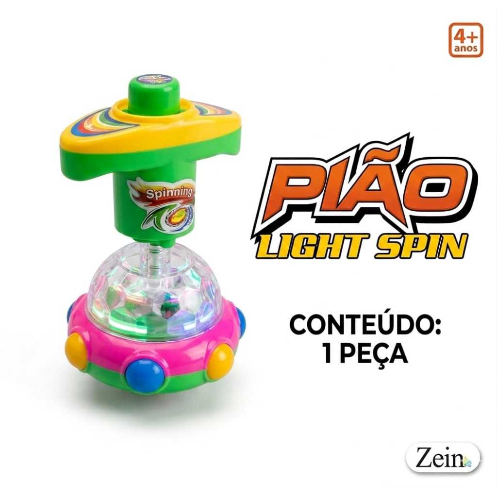 Pião com luz de led movimentos interativo brinquedo infantil