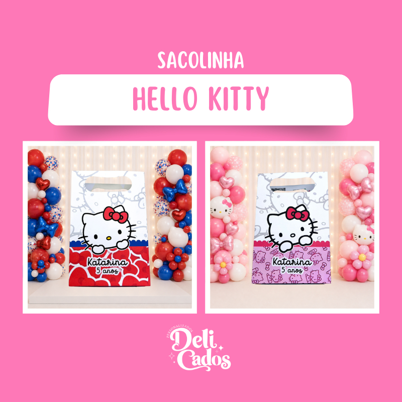 SACOLINHA PERSONALIZADA PARA LEMBRANCINHAS HELLO KITTY VERMELHA | SACOLA PERSONALIZADA | SACOLA SURPRESA