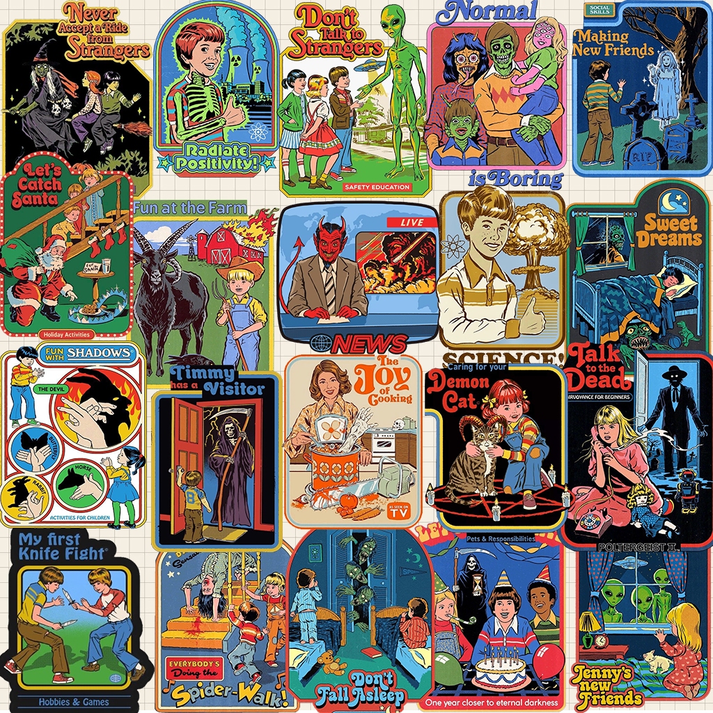 Kit 20 Adesivos Horror Engraçado Terror Meme À Prova D'Água Garrafa Caderno Notebook