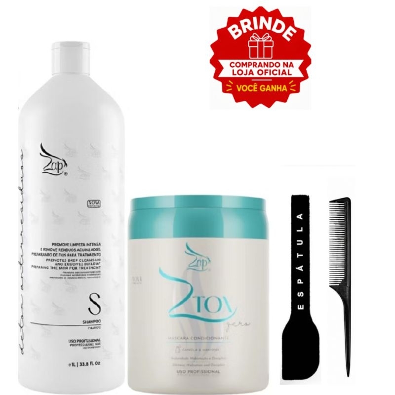 Zap Ztox Zero Orgânico + Shampoo Detox + Brilho e Alinhamento 2x1l