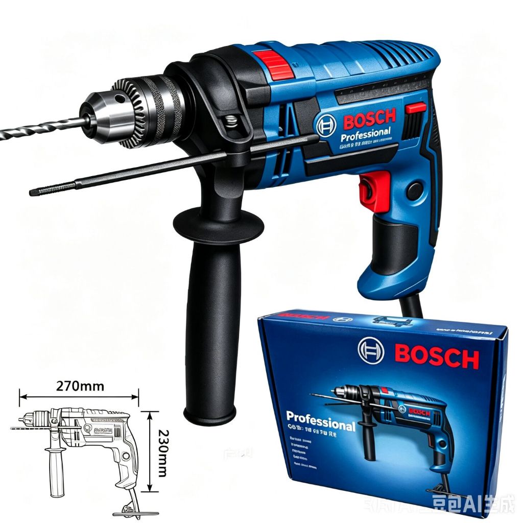 Furadeira de impacto Bosch 1200W multifuncional residencial – fura parede, concreto, madeira – caixa de papelão