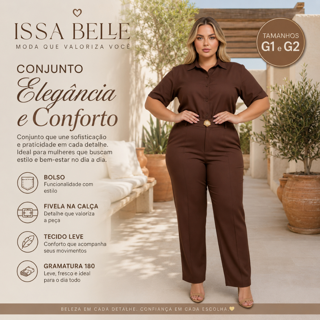 Conjunto Plus Size Camisa e Calça Elegante