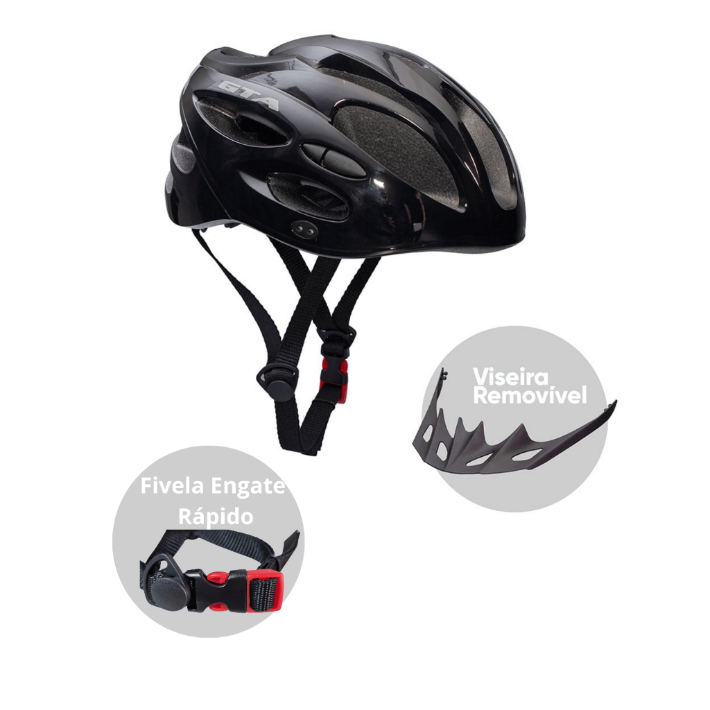 Capacete Bike Bicicleta Mtb Speed Pisca Led Gta Inmold Preto Tamanho M 54-58cm  Ventilado