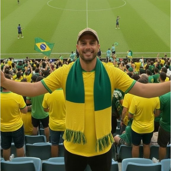 Cachecol Lenço do Brasil Faixa Verde e Amarelo Tricot Copa do Mundo Masculino Feminino Inverno