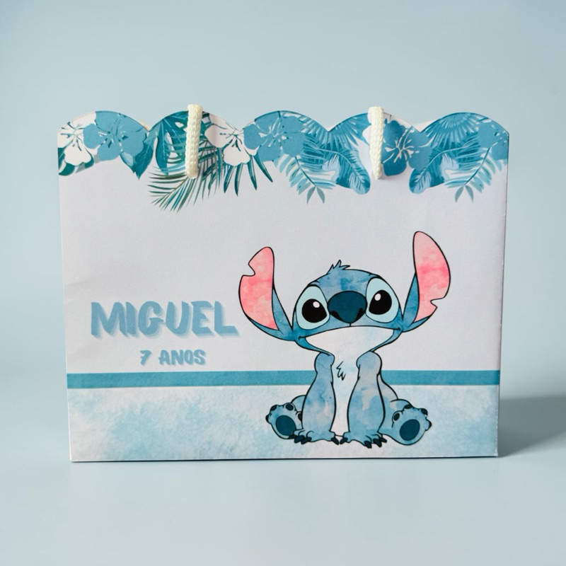 SACOLINHA Stitch 🩵Personalizado |  Sacolinha Nuvem | Lembrancinha | Minos | Aniversário Stitch MENINO 🩵