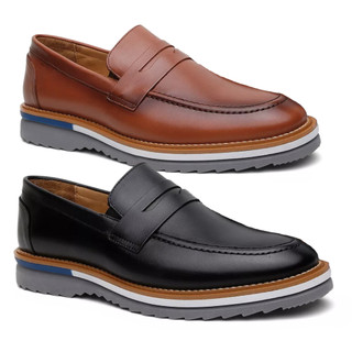 Kit 2 Sapato Mocassim Masculino Social Couro Loafer Drive Slip on Casamento Trabalho