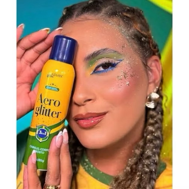 Aero Glitter Corporal Da Copa | Tonalidade Dourada Com Azul | Ideal Para: Corpo, Rosto, Cabelo | Lata: 17Cm E 150ml