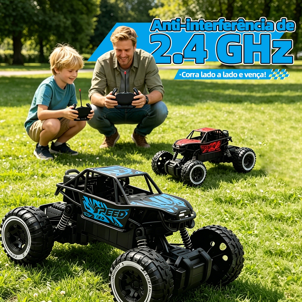DLI Potente caminhão monstro 4x4 com controle remoto — veículo off-road com pneus gigantes