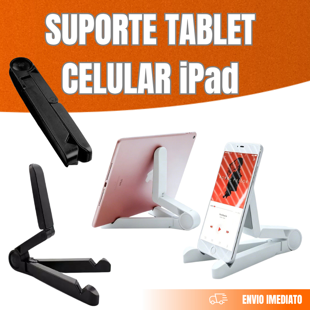 Suporte para Tablet iPad Celular Articulado Universal Triangular Dobrável Flexível Branco ou Preto.