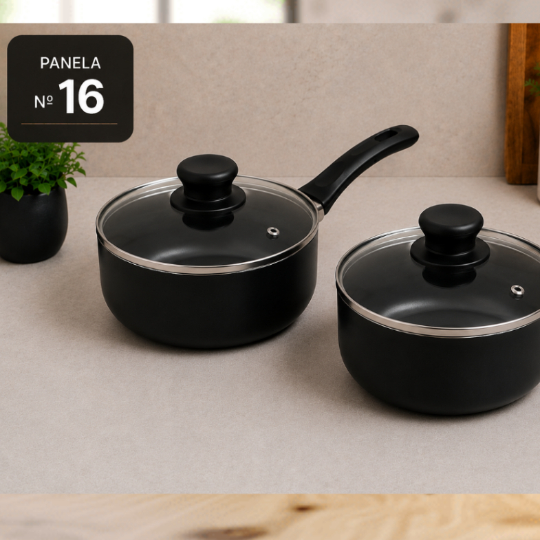 2 Panelas tamanho 16cm - caçarola - panela feijão - panela com cabo - panela pequena de mingual - panela preta