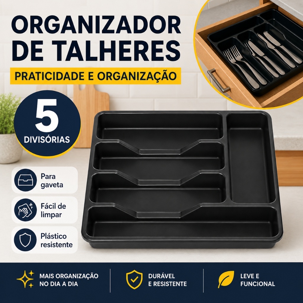 Porta Talheres Para Gaveta Organizador Faca Garfo