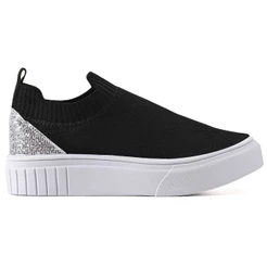 Tênis Meia Glitter Feminino Calce Fácil Casual Confortável Macio Leve