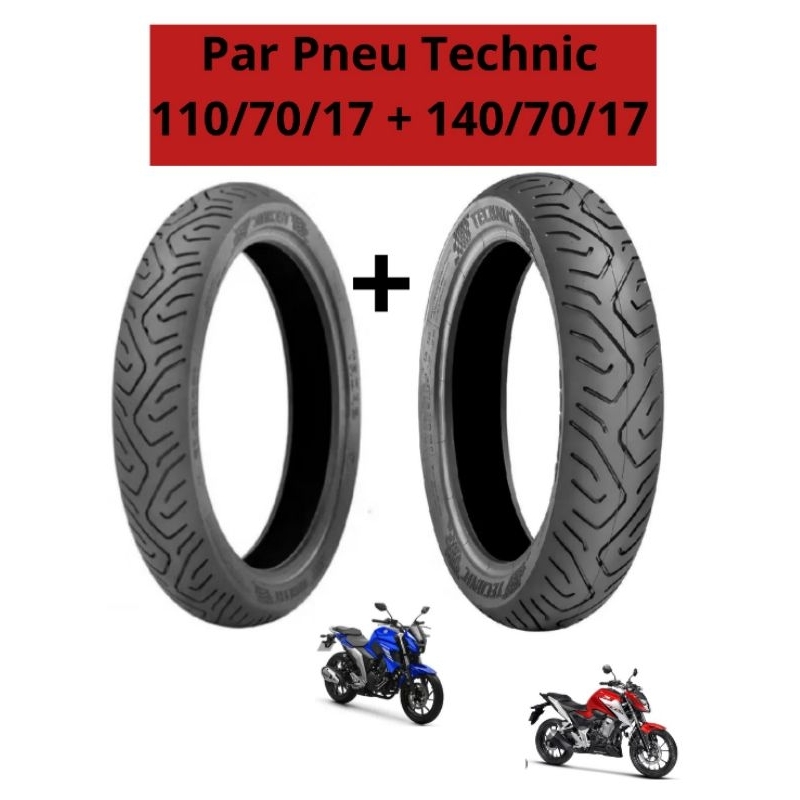 Tire Pneu Technic Moto Aro 17 Dianteiro Traseiro CB Twister CB 300 Fazer 250 Sport S/Camara Top