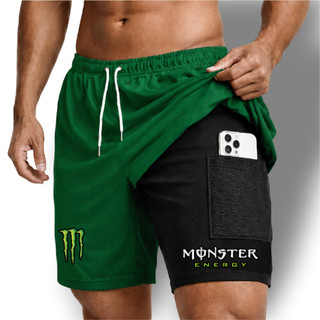 Bermuda Short Compressão 2em1 MONSTER Masculina DryFit + Elastano Ideal Academia Corrida …