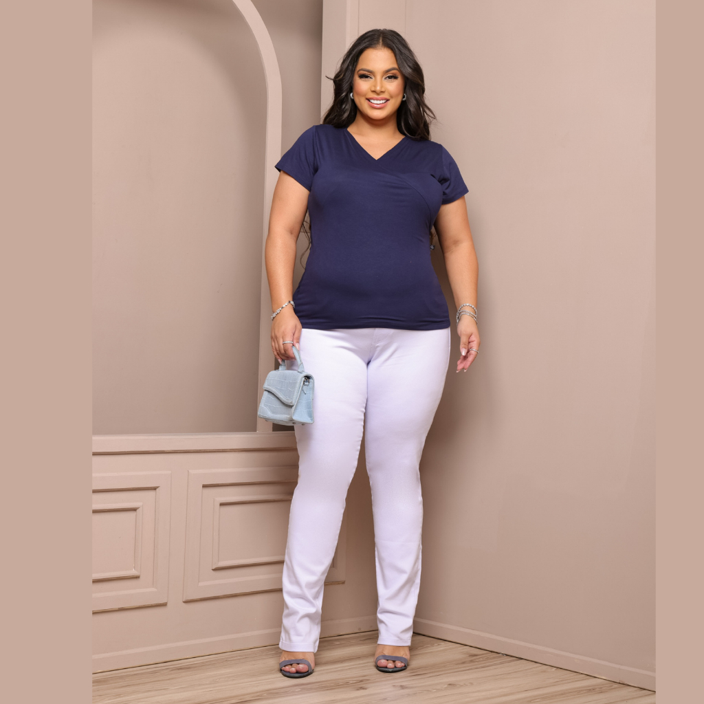 Calça Feminina Branca Plus Size Trabalho Hospital Farmácia  Tamanhos 40 até 50 ZERO TRANSPARÊNCIA