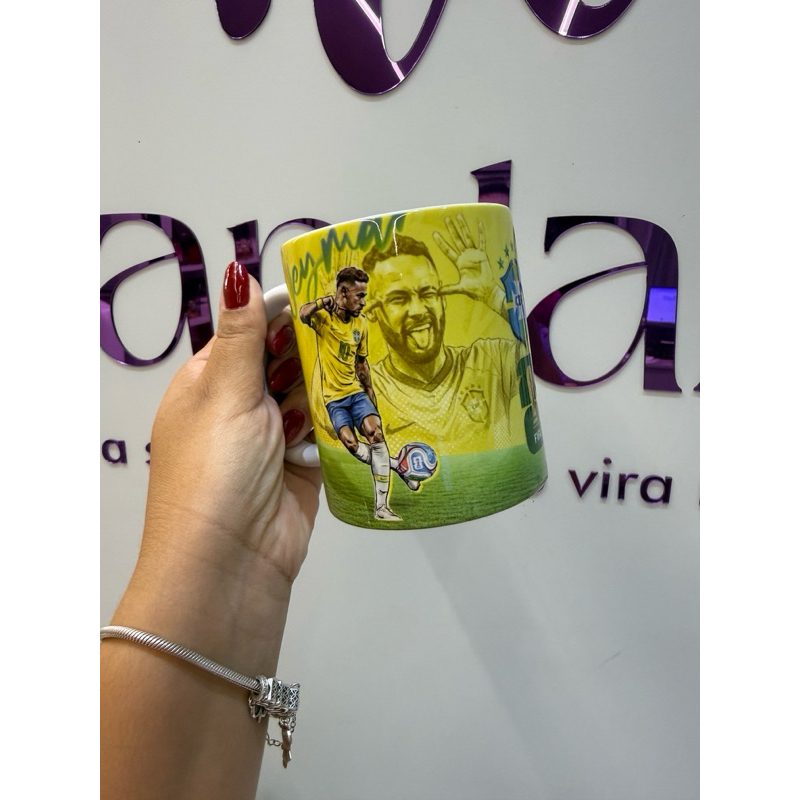 Caneca Neymar Seleção Brasileira Presente Futebol 325ml
