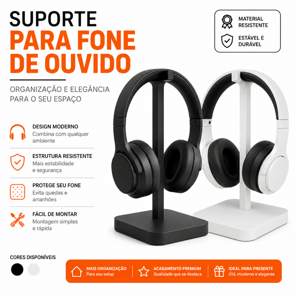 Suporte Fone de Ouvido Headphone Gamer Organizador Mesa Setup Minimalista Home Office Premium