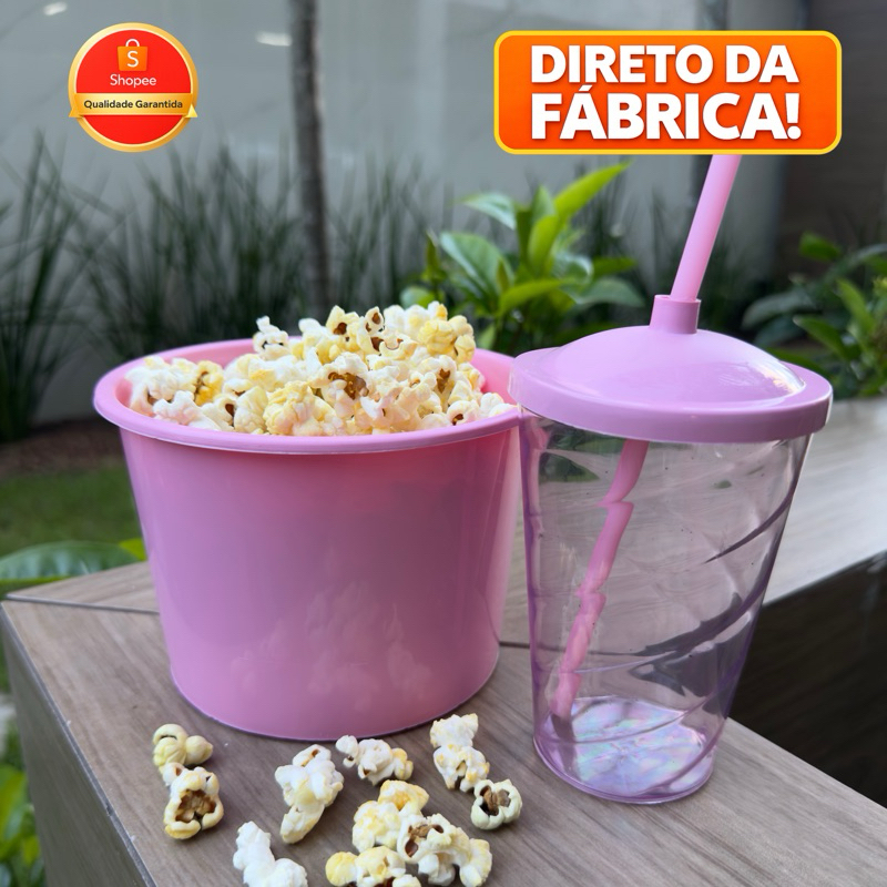 KIT Cinema • 25 Copo Twistter + 25 Balde de pipoca | Festas e Lembrancinhas