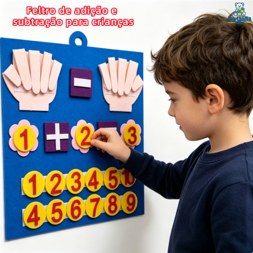 Brinquedos matemáticos 30x30cm acessórios infantis feltro números de dedos placa de feltro conjunto de histórias para